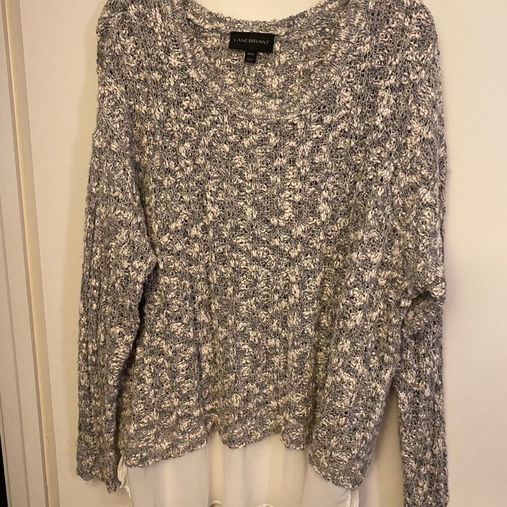 Lane Bryant fluffy sweater with chiffon hem